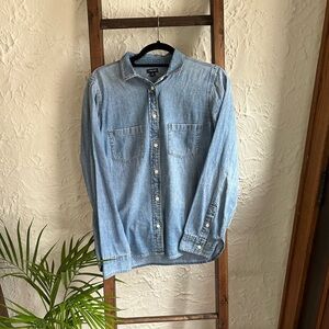 Denim-Like Chambray Button Up Shirt